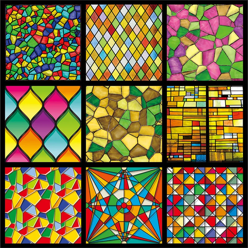 Retro Style Church Painting Art Static Cling Frosted Stained Glass Film Room Bathroom Privacy Window Stickers