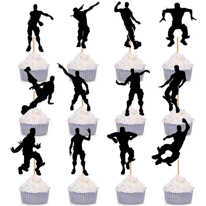 36 Pcs Fortnite Dance Tiktok Party Cupcake Toppers 12 Styles Cake Decorations 