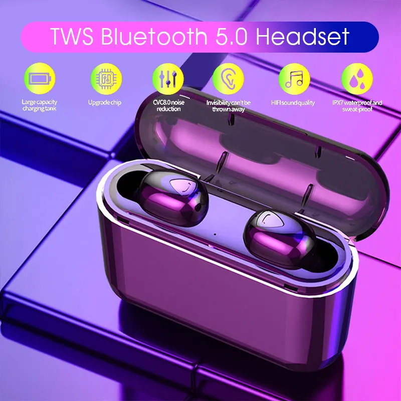 X9 TWS Bluetooth наушники V5.0 наушники с микрофоном беспроводной 3D стерео гарнитура громкой связи звонки для телефона с зарядным устройством