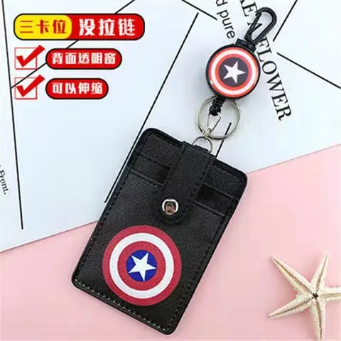 Disney Mickey Minnie hanging neck  card holder card Stitch Cartoon ID card shell leather case bus card hold