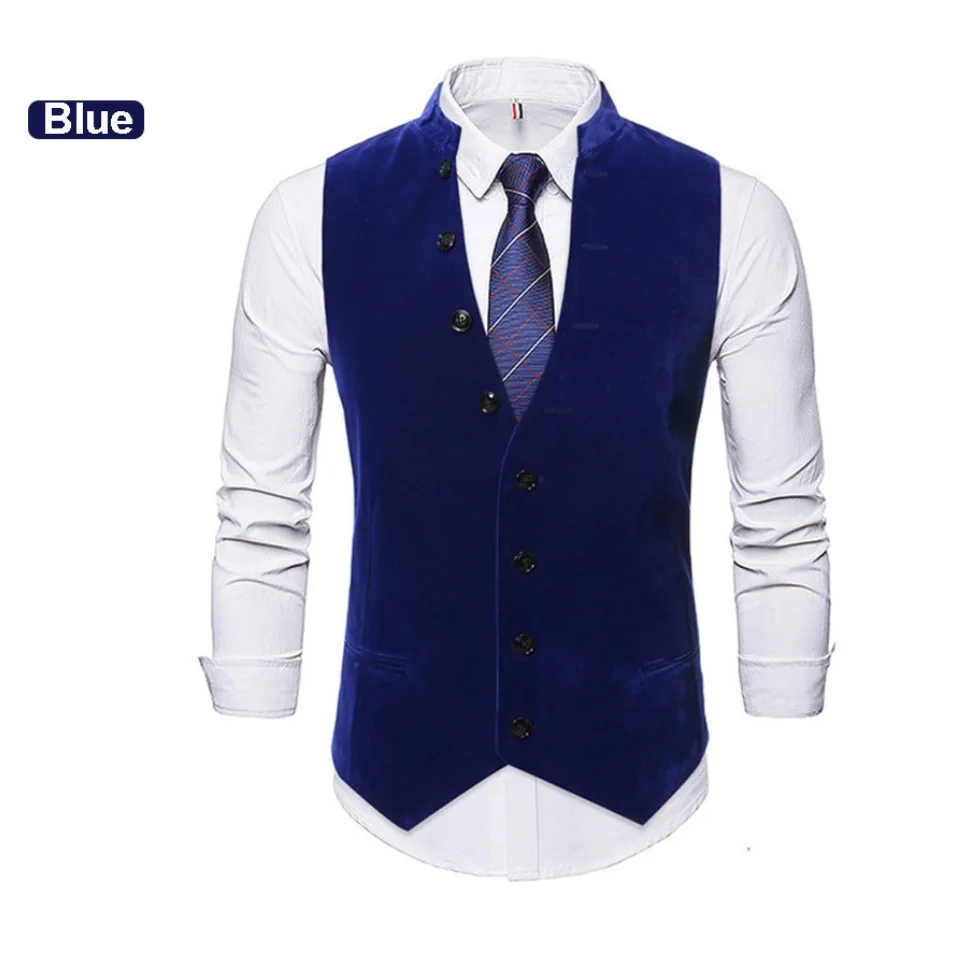 Autumn Winter Mens Vest Suit Casual Mens Sleeveless Suit Vest Solid Color Black Cotton Single Breasted Men's Waistcoat Gilet
