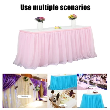 

Romantic Tulle Table Skirt Mesh Fluffy Cloth Home Decor for Girl Princess Party Baby Shower Wedding Birthday 181*76*0.2cm