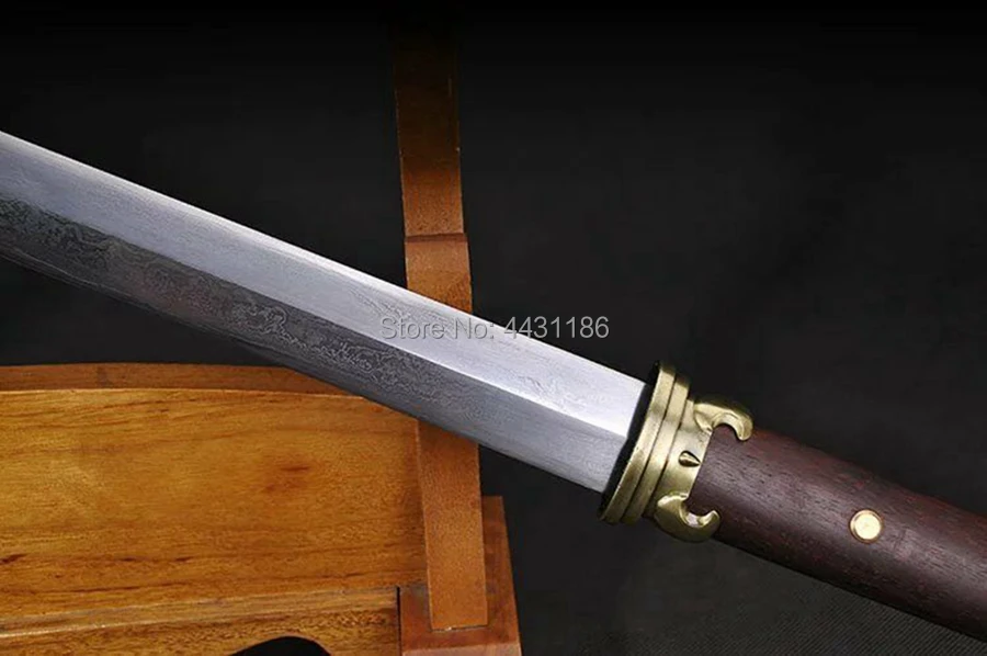 Damascus Steel Sharp Chinese Wushu Dao Sword KungFu TaiChi Saber Jian Pearwood Saya Home Decoration Collection Real Knife Swords