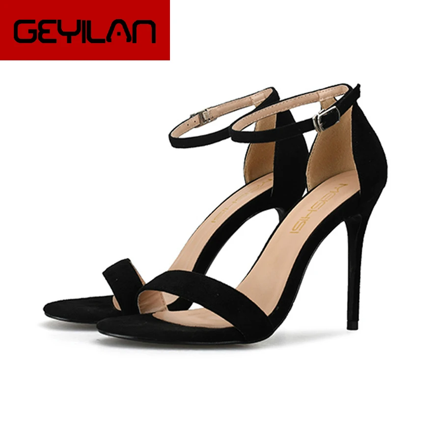 

2018 summer new sexy velvet sandals with thin toe a hasp high-heeled shoes suede Strap Heels sandals size 34-42
