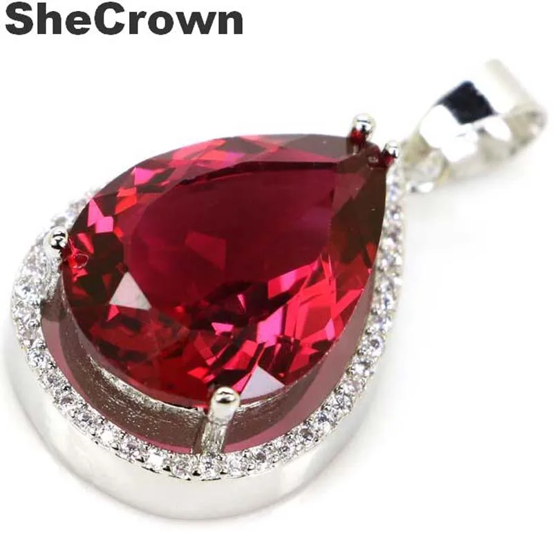 43x19mm Big Jewelry Drop 20x15mm Pink Tourmaline CZ Woman's Wedding Silver Earrings Pendant