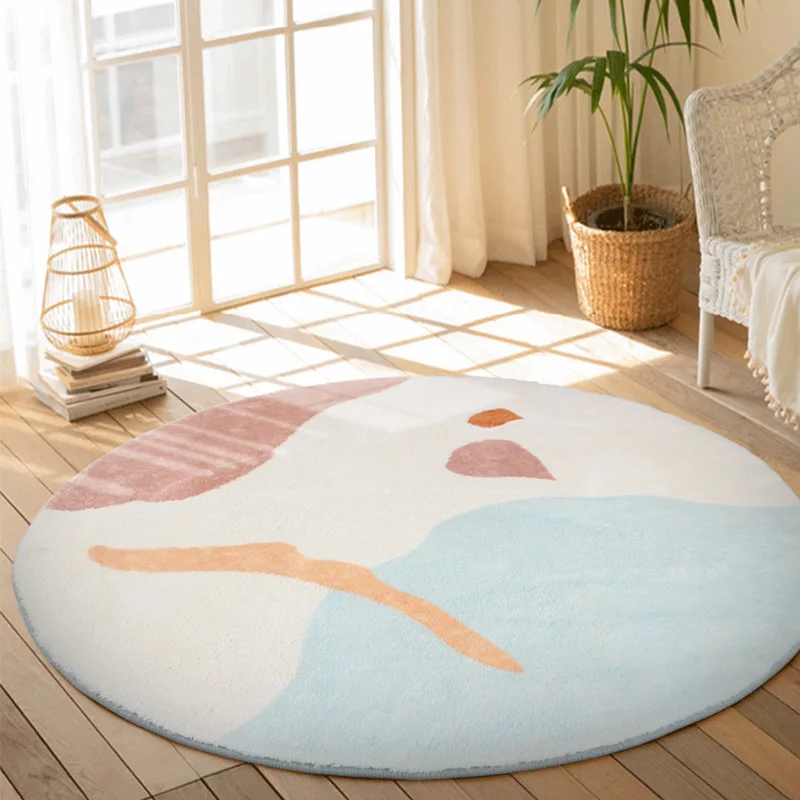 Size : Diameter 100cm Rugs Round Carpet Simple Study Computer Upholstery Living Room Yoga Mat Bedroom Bedside Children's Crawling Soft and Comfortable
