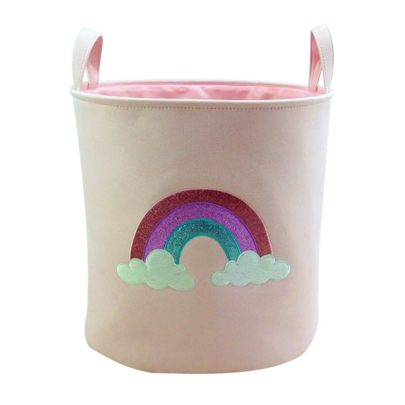 Storage Basket For Toys Fabric Rainbow Printed Clothes Basket For Child