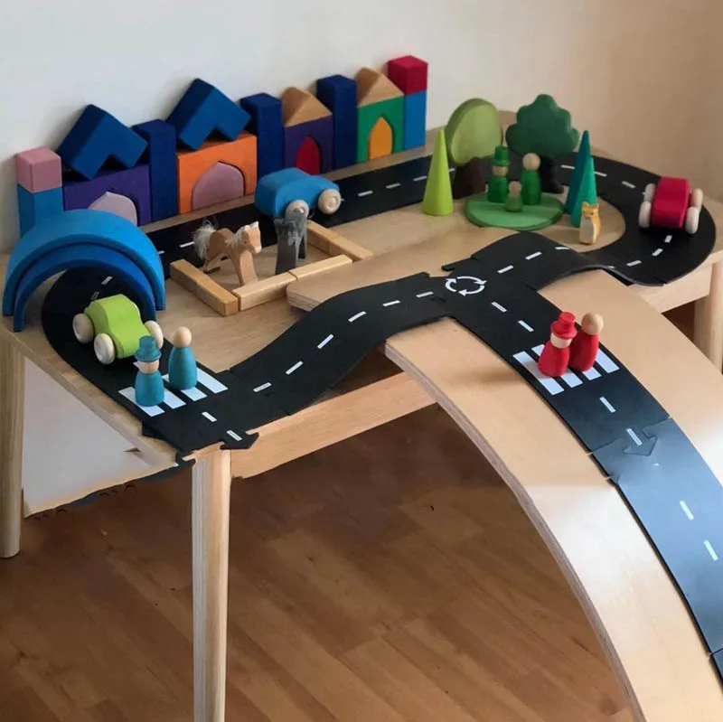DIY ПВХ Пазлы трек Игровой Набор дорожный автомобиль трек Детский пазл игровой коврик пол ковер развивающие Обучающие игрушки скандинавский Декор детской комнаты