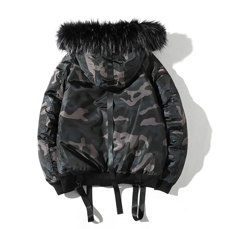 Winter Men Streetwear Winter Jacket Camouflage Hooded Warm Parkas Short Style Thick Parka Hombre Windproof Outwear LBZ141