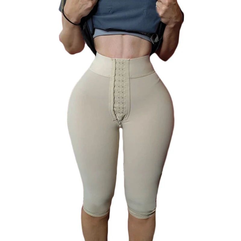 Front Closure Hourglass Bodyshaper High Compression Shorts Butt Lifter Shapewear Shorts Knee Length High Waist Panties