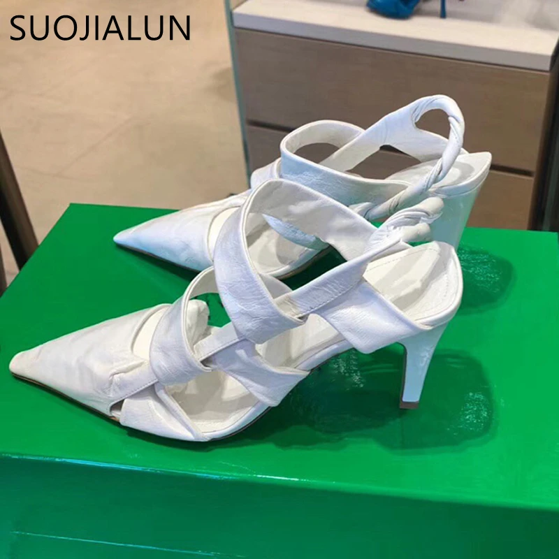 

SUOJIALUN 2021 Spring Women Pumps Shoes Slip On Pointed Toe Sandal High Quality Brand Design Dress Shoes Ladies Working Shoes