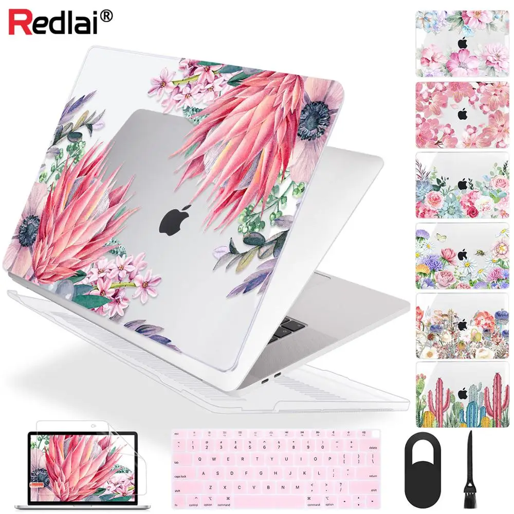 Мягкий чехол Redlai Flower для ноутбука MacBook Pro 13 16 дюймов 2020 A2338 A2289 A2141Cover Mac Air A2337 A2179