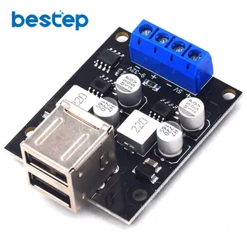 

DC-DC 2 Channel Dual USB 2X3A 9V-32V 12V 24V to 5V Buck Converter Charging Step Down Module Support DCP Fast Quick Charger