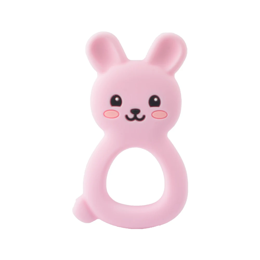 pink LOFCA кролик, силиконовый прорезыватель, мультфильм, животное, Детские Прорезыватели, игрушка, бесплатно, BPA, Пищевая силиконовая подвеска, подарок, аксессуары для изготовления - Цвет: pink