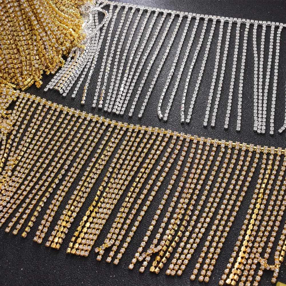 Tassel rhinestones trim sew on appliques (1)