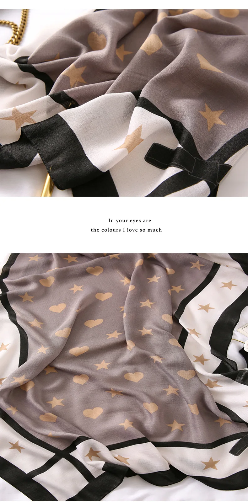 Модный хлопковый шарф с сердечками и звездами 3 цвета 10 шт./лот