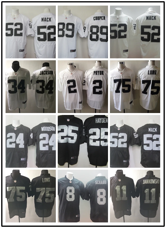 Стихед, Окленд, Бо Джексон, Карсон Палмер, Шарль Вудсон, д. Дж. Hayden, Darren McFadden, Khalil Mack, Kyle Long, Matt Schaub Jersey