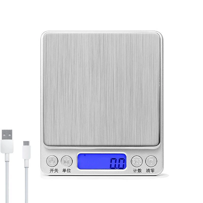 

USB Powered Charging Kitchen Scale Mini Precision 0.01g /0.1g Pocket Digital Scales Balance Gram Electronic Scales 1-3kg 500g