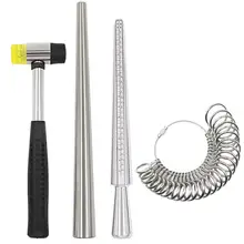 Jewelry Tool Set Ring Sizer Measuring Tools Ring Enlarger Stick Mandrel Handle Hammers Finger Measuring Sizer Loop Free Shipping