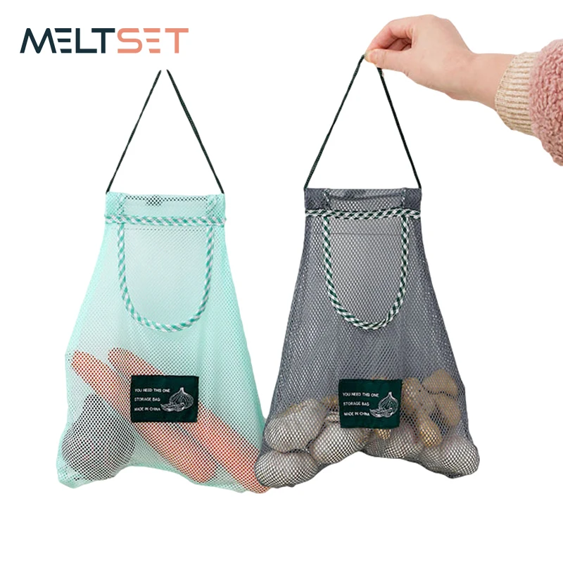 Cotton Mesh Vegetable Bags Hanging Reusable Produce Bag for Fruit