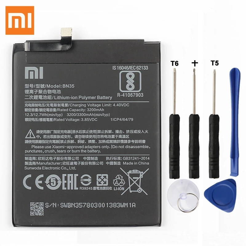 

Xiao Mi Original Replacement Battery BN35 For Xiaomi Mi Redmi 5 5.7" Redrice 5 Authentic Phone Battery 3300mAh