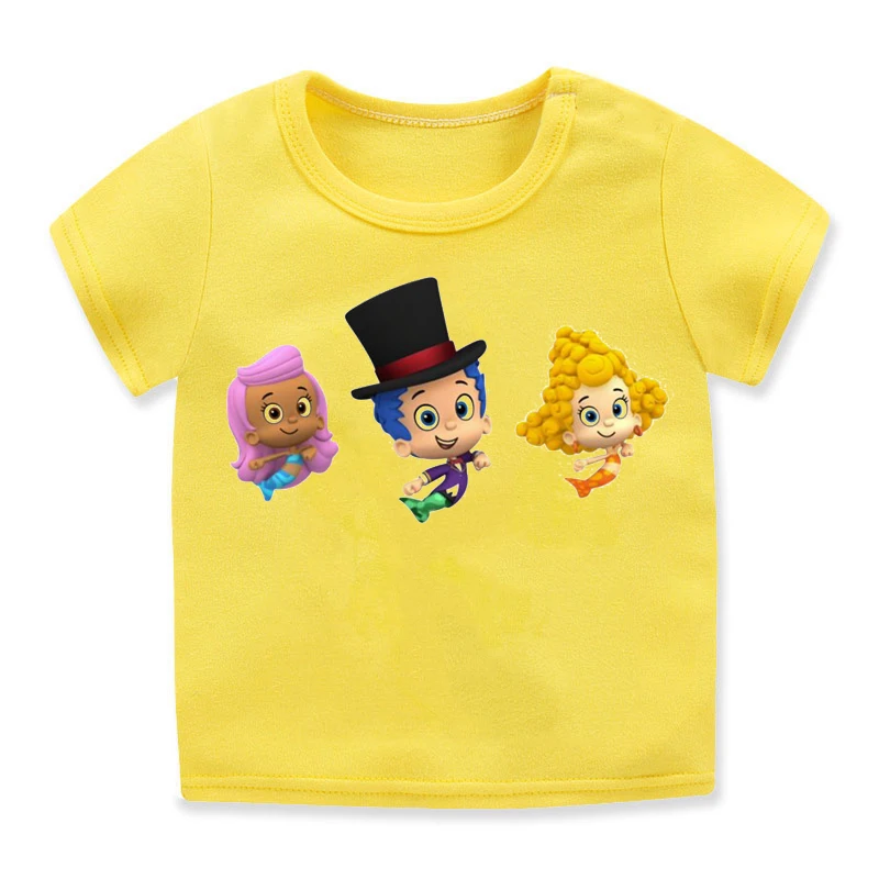 newly children's t-shirt cute Bubble Guppies Let's Dance Girls print girls t shirt kawaii kids tshirt short sleeve tops t shirt green child	 Tops & Tees