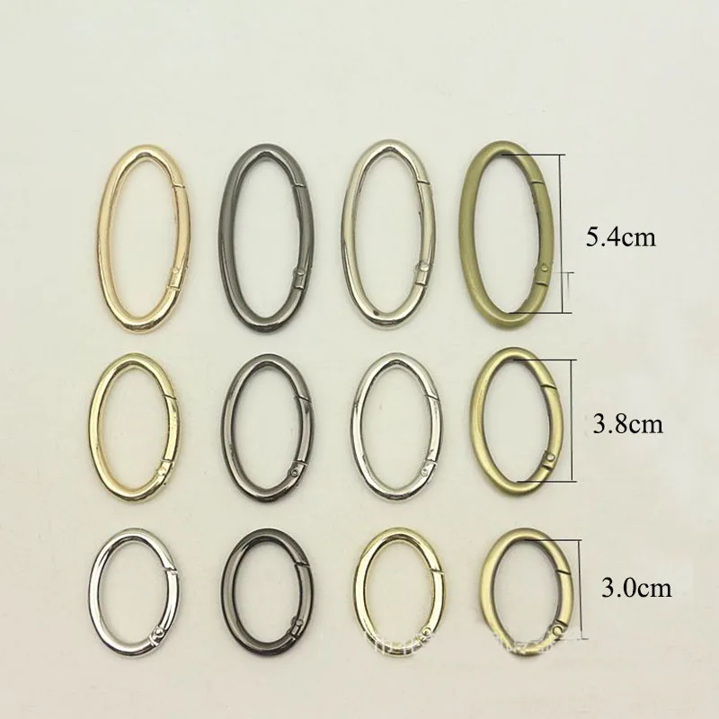 20pcs Metal Oval Spring O Ring Buckles 30/38/54mm Openable Keyring Dog Snap Trigger Clasp Clip Bag Belt Leather Craft DIY Parts