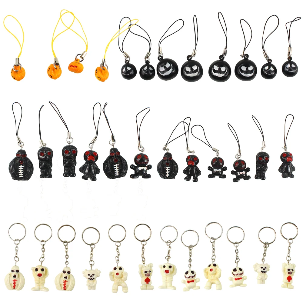 

12PCS Cartoon Halloween Decor Pumpkin Pendant Key buckle Accessory Craft 1.5-3cm