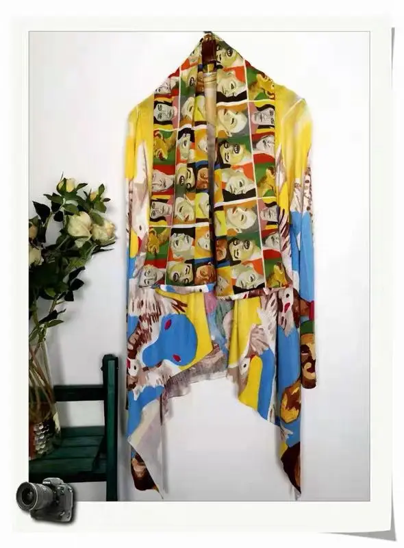 Spanish fashion Chinese blue and white printed cardigan more style desigual - Цвет: Тёмно-синий