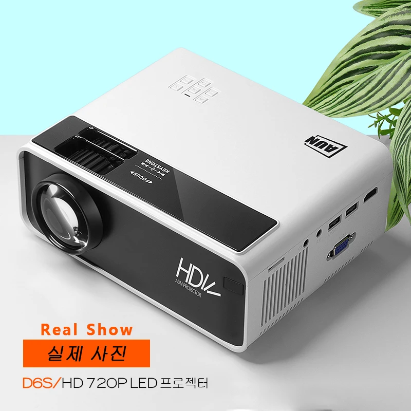 Top Buy 2mXZh AUN mini projecteur LED D60, résolution 1280x720 P, cinéma maison Portable, prise en charge 3D, Android WIFI D60S en option