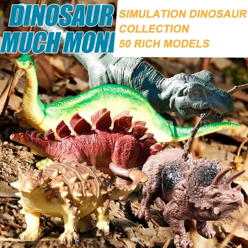 44-50PCS Mini Dinosaur Wild Animal Model Kit Soft Rubber Playset With Storage Box Children Novelty Toy Set Birthday Gifts | Игрушки и