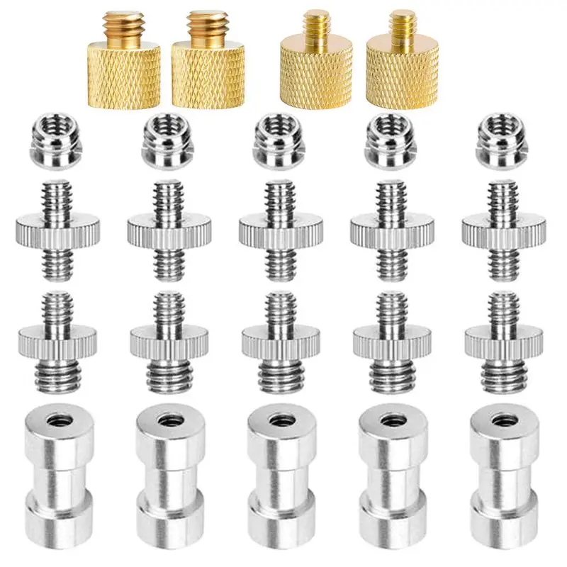 Description Picture 2 of item1Set 1/4" and 3/8" Converter Threaded Screws Metal Adapter Mount for Camera/Tripod/Monopod/Ballhead/Light Stand/Shoulder Rig