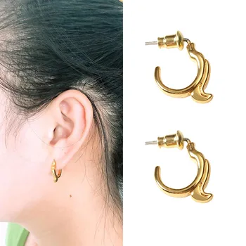 

New cool simple irregular ring earrings fashion trend Joker ladies earrings