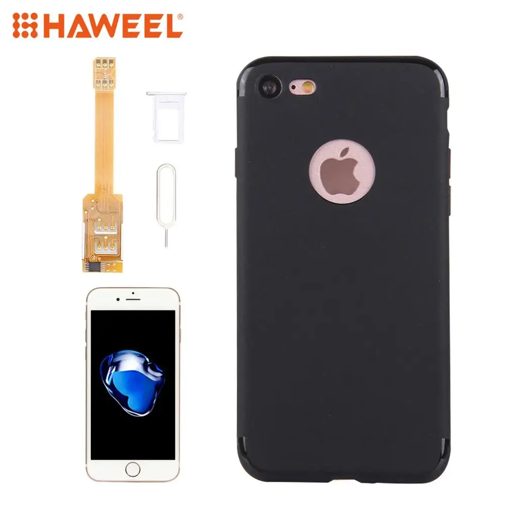 HAWEEL Kumishi for iPhone 7/X in 1 Dual SIM Card Adapter + TPU Back Case Cover with SIM Card Tray / SIM Card Pin