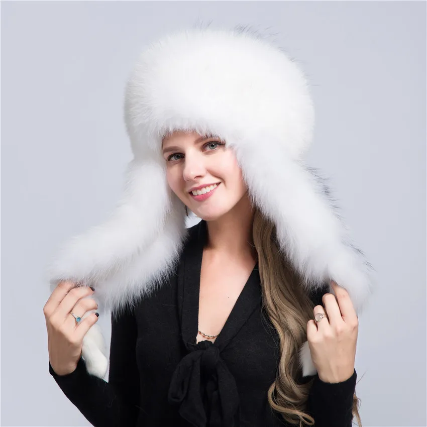 Меховая шапка для женщин, натуральный Лисий мех, русские шапки-ушанки, зимние толстые теплые уши, модная шапка-бомбер, Новое поступление