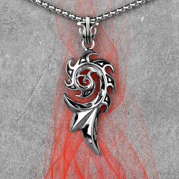 

Flame Vulcan Totem Long Men Necklaces Pendants Chain Punk for Boyfriend Male Stainless Steel Jewelry Creativity Gift Wholesale