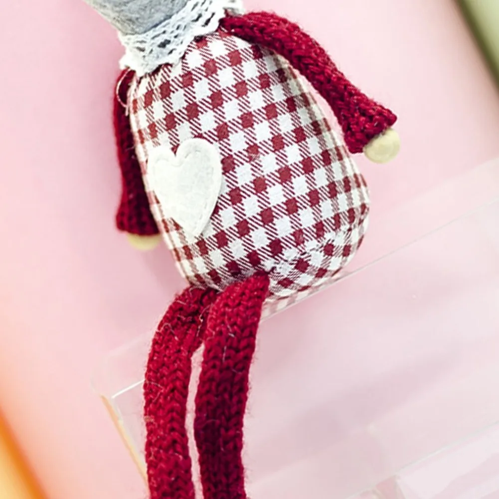 Christmas Decorations Plaid Cloth Christmas Wool Long-Legged Mouse Figurine Ornaments Christmas Doll Gift