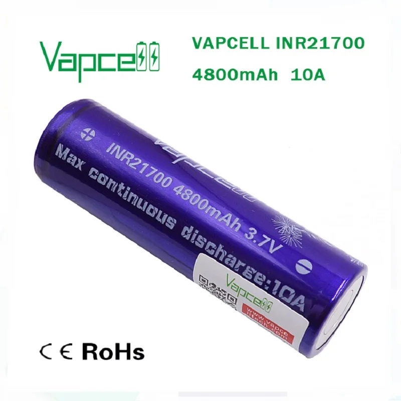 Оригинальный аккумулятор VapCell 21700 4800 мАч 10 А 48 г литий-ионный большой емкости 3 7 В