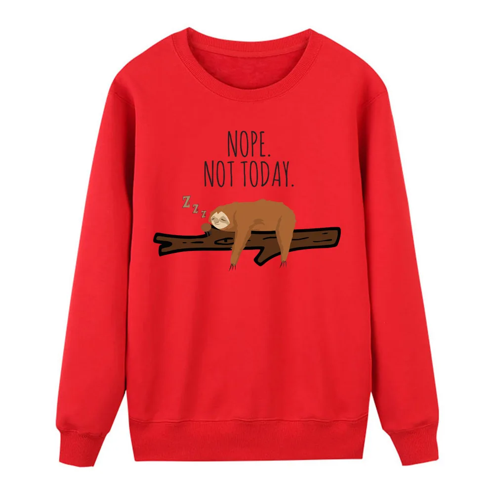 Осенняя Флисовая теплая Женская толстовка с капюшоном nope not today Ленивец, толстовка с капюшоном, повседневная женская уличная одежда с рисунком Folivora Harajuku, топы