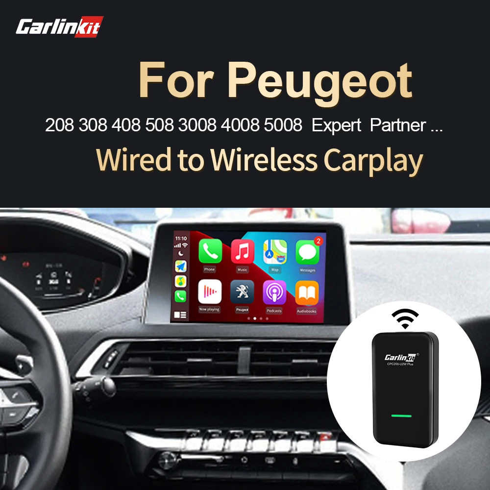 Carlinkit Wireless Carplay Activator 2.0 For Peugeot  308S Traveller Expert  2016-2020 Wired to Wirelss Carplay Adapter IOS 14