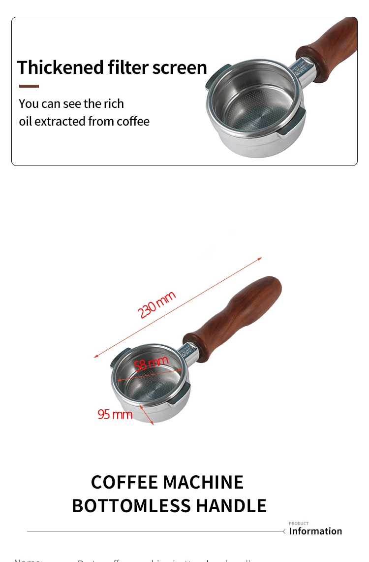 58MM Original ESPRESSO PARTS Coffee Machine Handle Stainless Steel