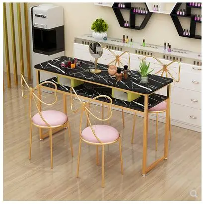 US $230.40 Manicure table and chair set doublelayer economical European single and double small simple table and chair postage