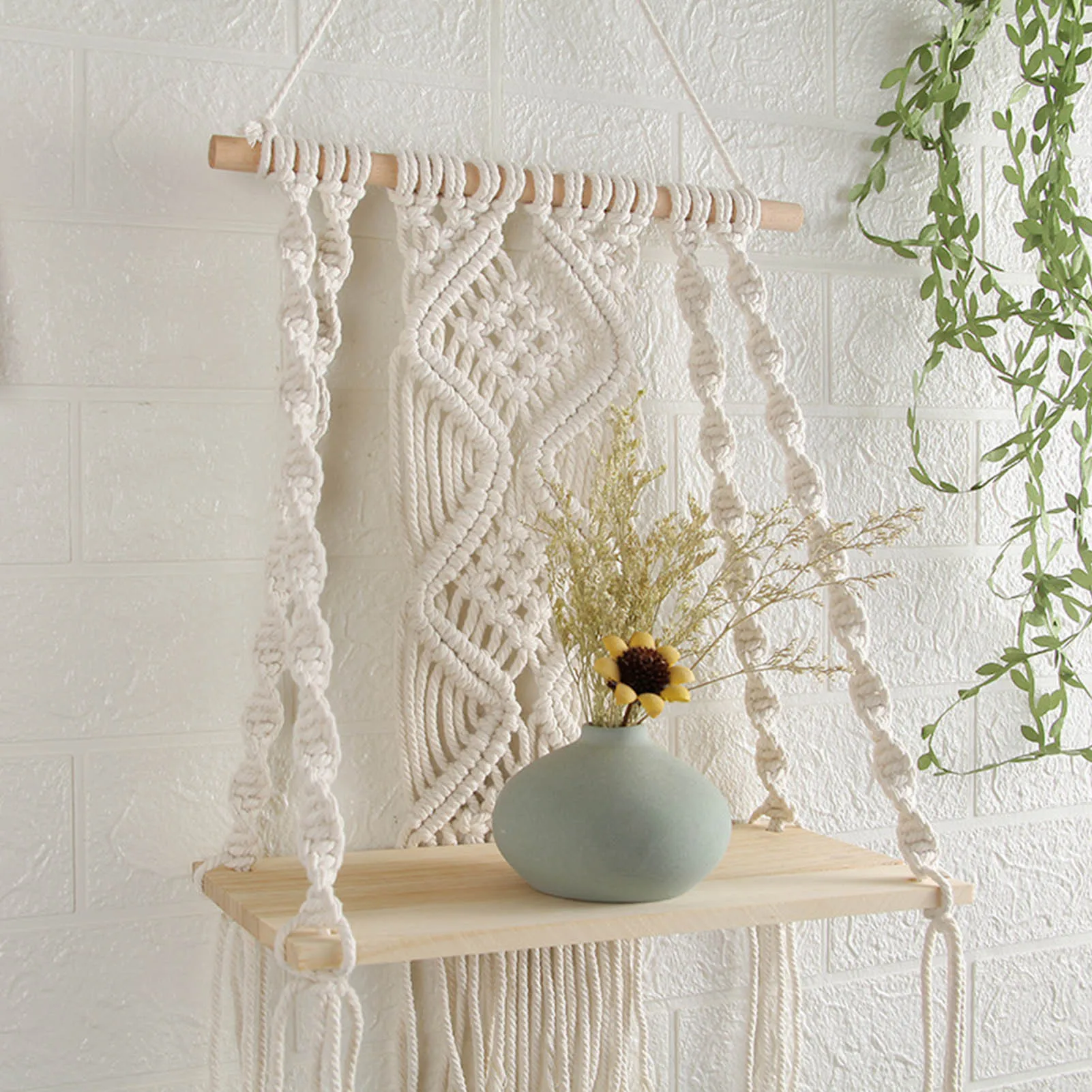 Mão-Woven Macramé Wall Hanging, Boho Tapeçaria Tecida,