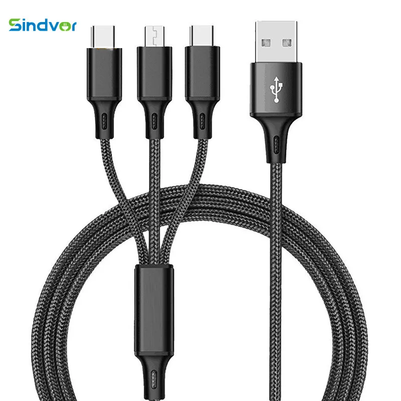 Sindvor 3 in 1 USB Cable For iPhone XS Max XR X 8 7 Charging Charger Micro Android Type C Mobile Phone Cables | Мобильные телефоны