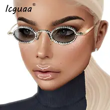 Роскошные солнцезащитные очки со стразами для женщин маленькие овальные блестящие брендовые солнцезащитные очки со стразами Модные женские оттенки круглые oculos De Sol