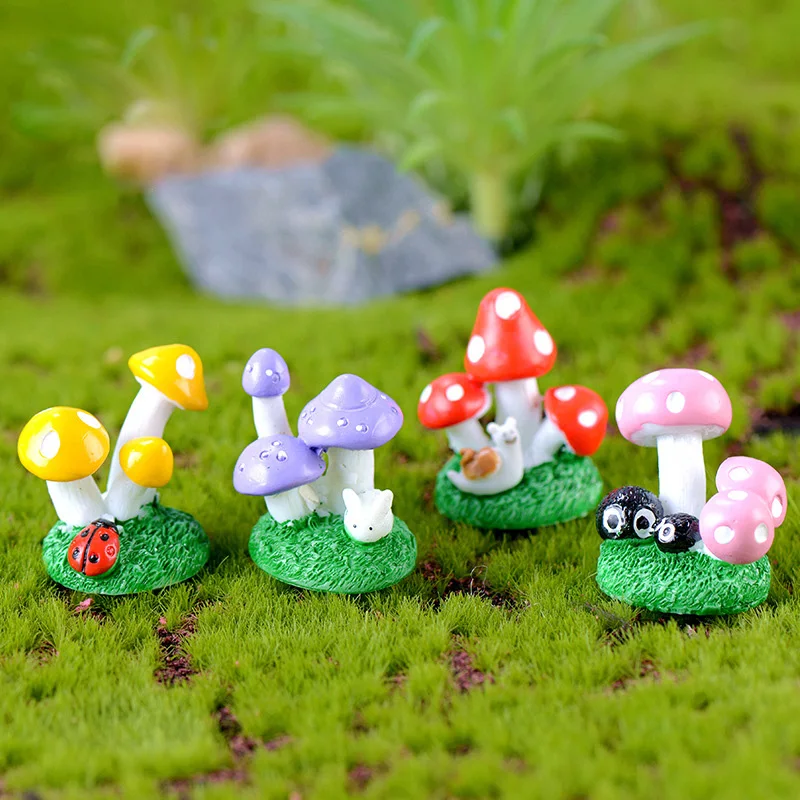 4pcs Snail Ladybug Rabbit Mushroom Tree Resin Action Figure Model Figurine Birthday Cake Decoration Toy Set Doll House Gift Kids Action Figures Aliexpress