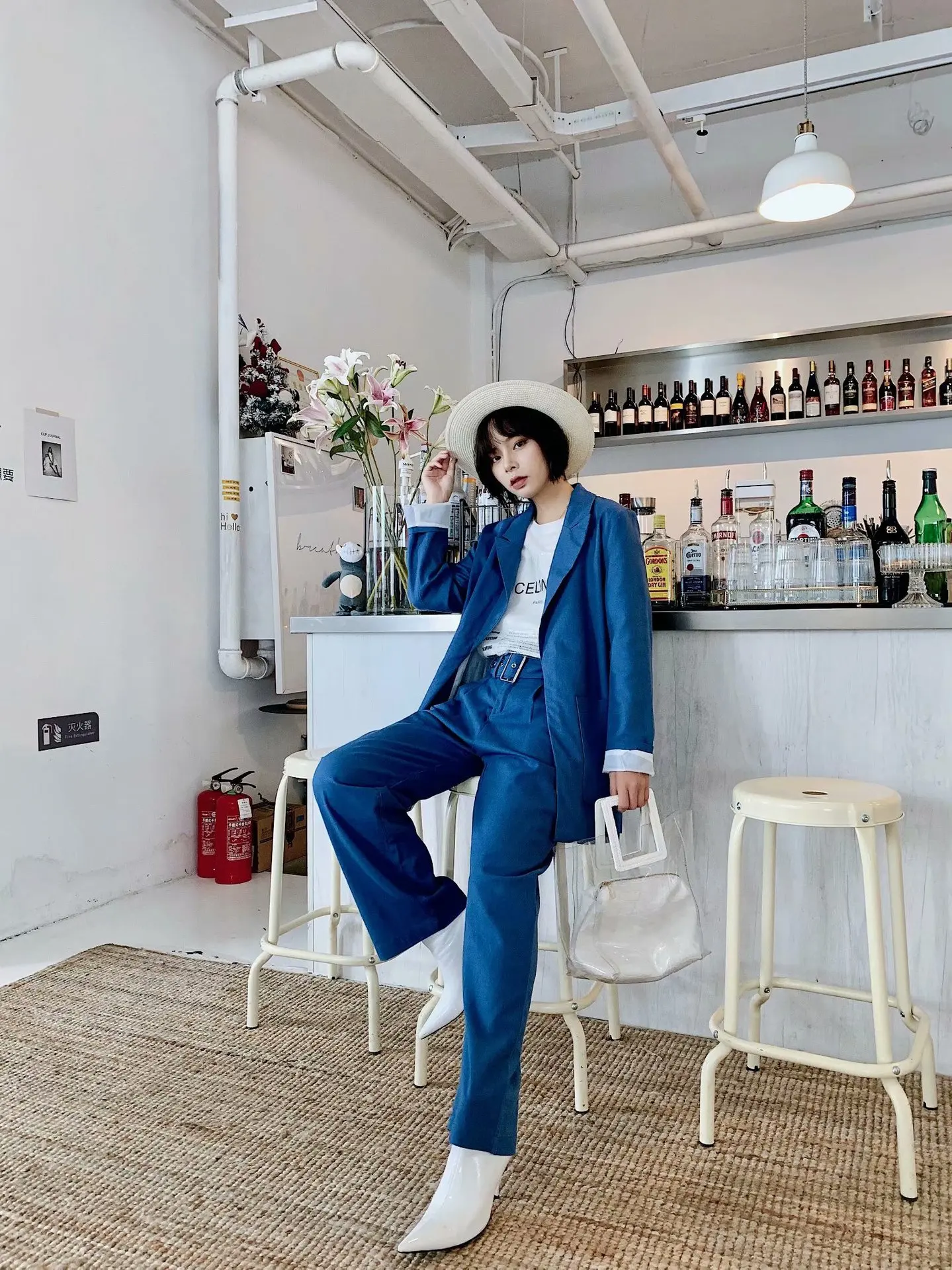 

Western Style 19 Early Autumn New Style WOMEN'S Dress Ol Career with Belt Flax Fold-down Collar Long Sleeve Straight-Cut Suit Ja