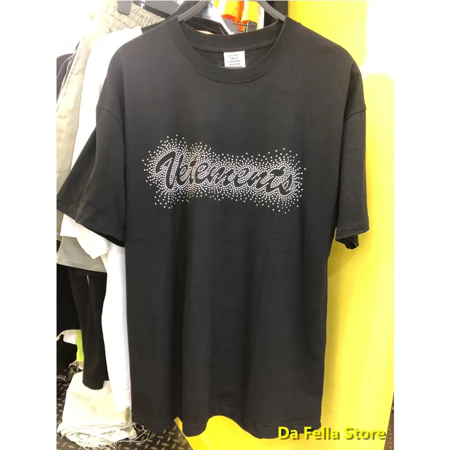 Негабаритных Vetements футболка 2020SS на лето и весну Bling футболки блестящий логотип VTM