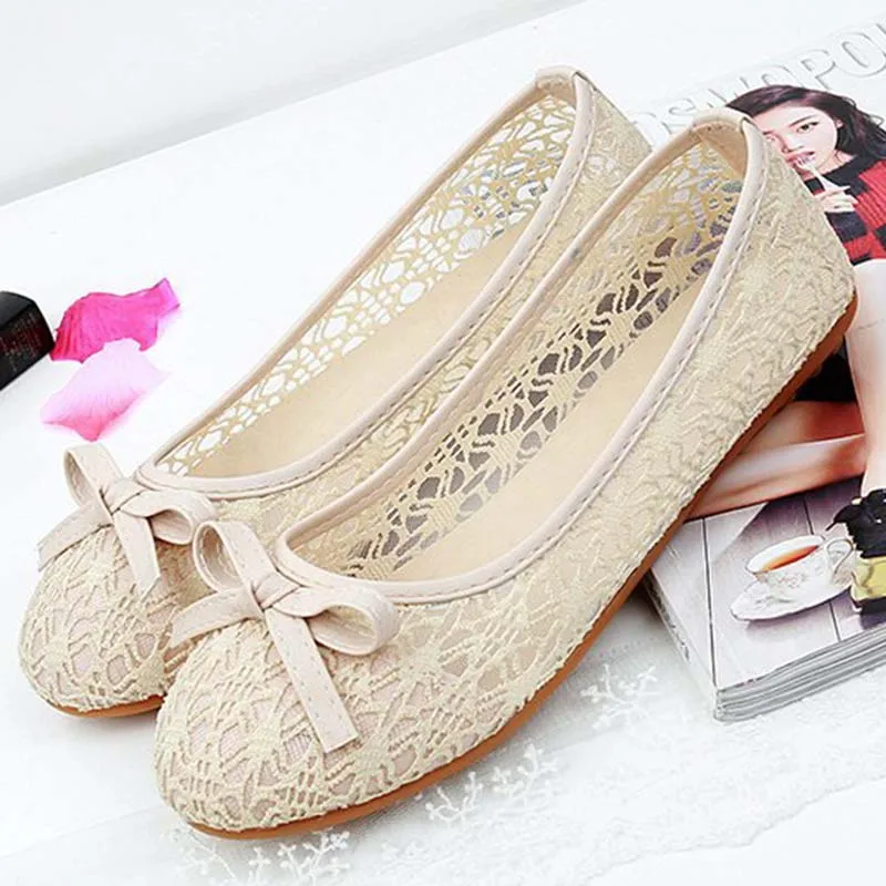 Zapatos planos transpirables para mujer, mocasines de boca poco profundos, zapatos de malla, zapatillas de bailarina, verano 2020