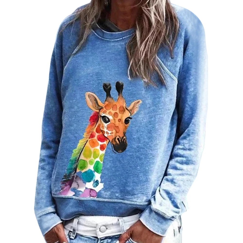 

Hoodies Autumn Women's Sweatshirt Casual Print Animal Hoodie Pullovers Leisure Hoodie Sudaderas Para Mujer Full O-neck Regular